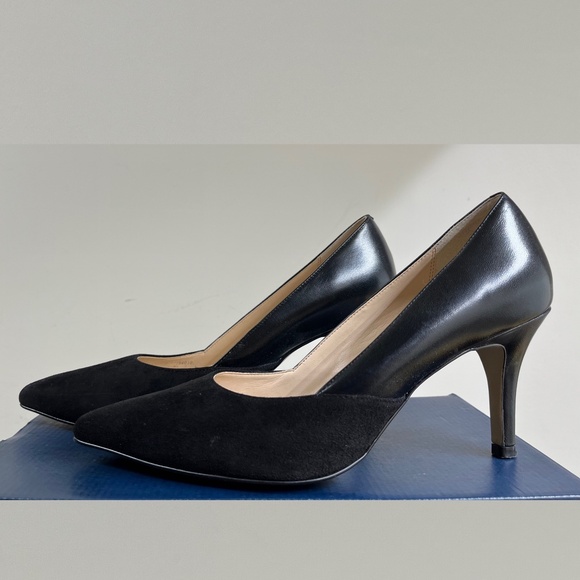 Cole Haan, Black Leather/Suede Heels, size 10.5 - Picture 1 of 3